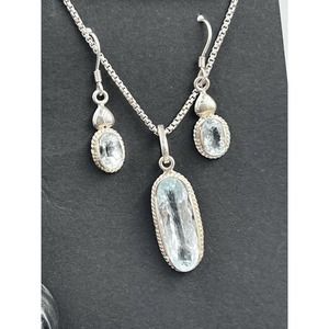 Aquamarine jewelry set Handmad 925 Starling Silver Stone Region Gilgit